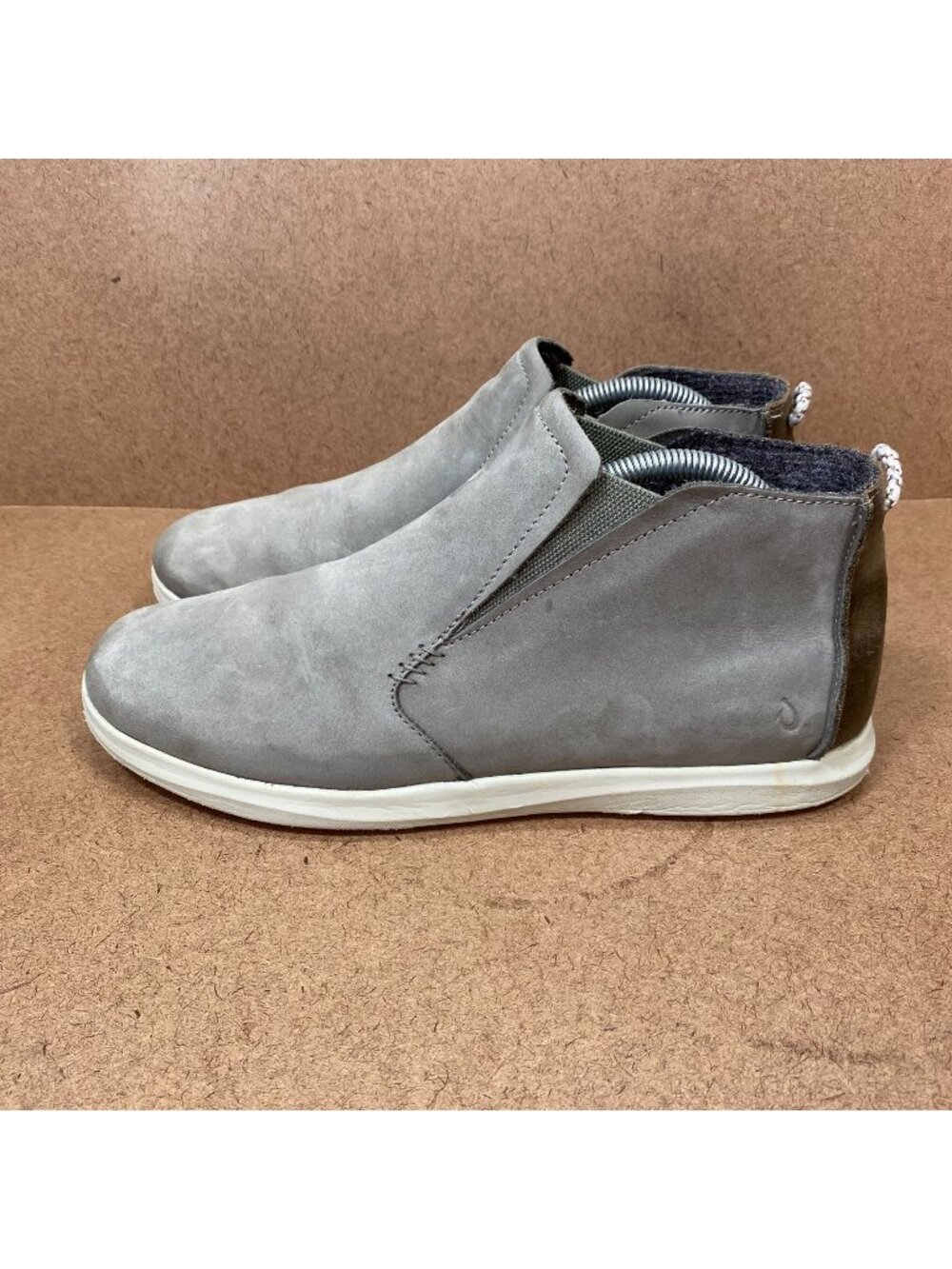 Olukai Hawaiiloa Manu Hope Womens Leather Wool Lining Slip-On Shoes W11 Gray